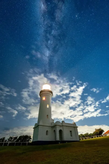 Framed Print : Lighthouse with Milky Way in the background