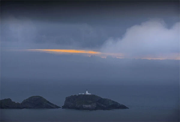 Lighthouse near Hermaness coastline, Shetland Islands, Scotland