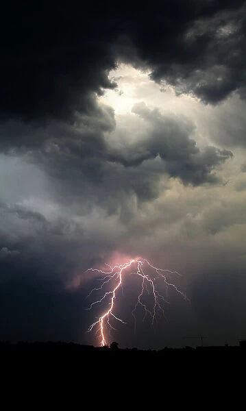 Lightning. Bolt of lightning from a stormy sky
