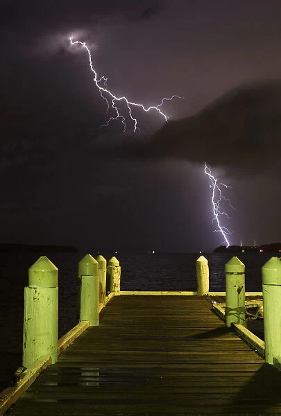 lightning over a jetty