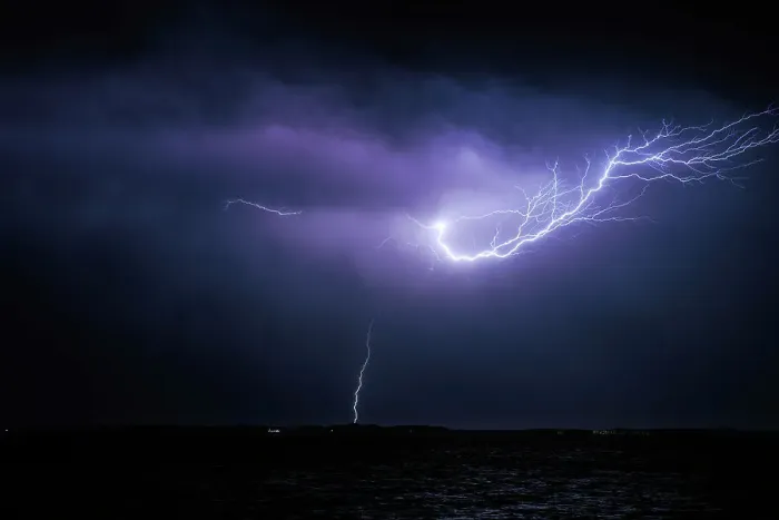 Framed Print : Lightning over the ocean Framed Print : Lightning over the ocean