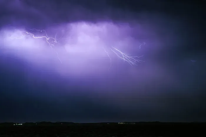 Framed Print : Lightning over the ocean