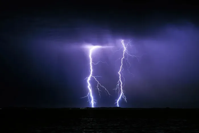 Framed Print : Lightning over the ocean