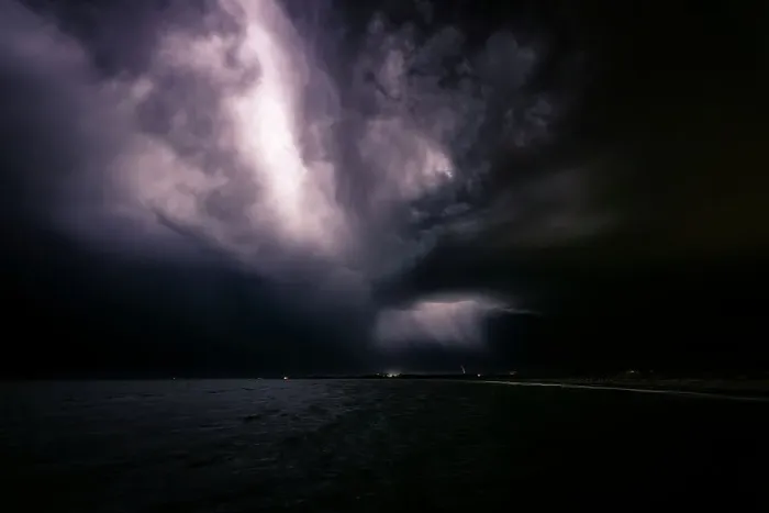 Framed Print : Lightning over the ocean Framed Print : Lightning over the ocean
