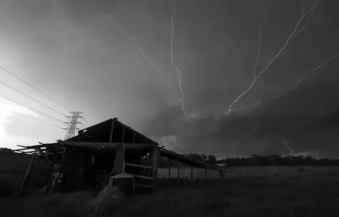 Framed Print : Lightning and a shed Framed Print : Lightning and a shed