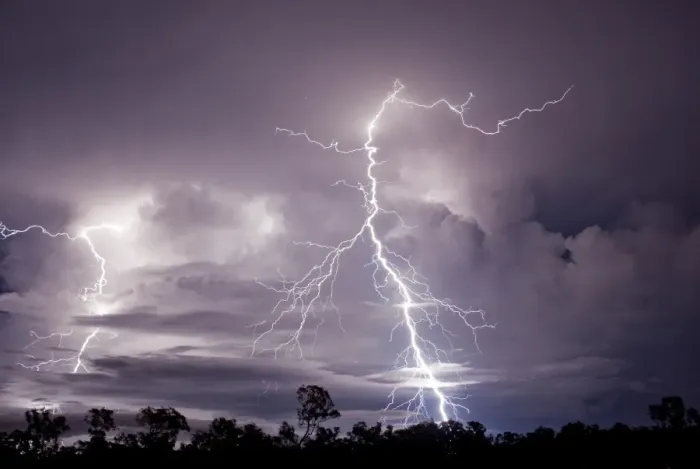 Framed Print : Lightning in sky