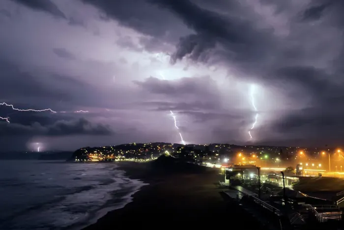 Framed Print : lightning during a storm