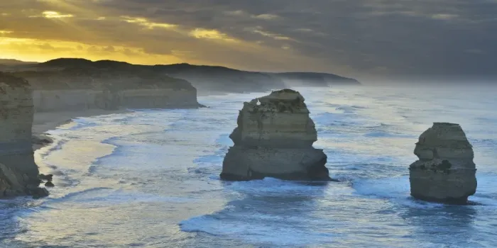 Framed Print : Limestone Stacks in the Morning