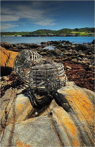 Lobster Pots and Currie harbour view, King Island, Bass Strait, Tasmania