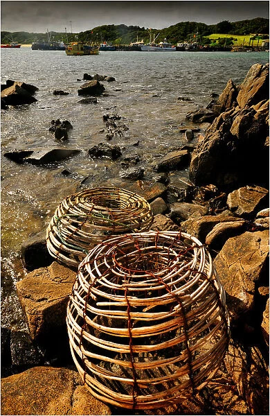 Lobster pots and Currie Harbour view, King Island, Bass Strait, Tasmania