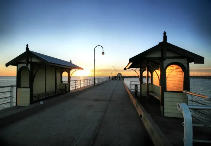 Framed Print : A Long Pier at Sunset