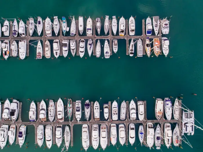 Framed Print : Top looking down at boat park Framed Print : Top looking down at boat park