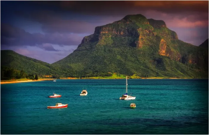 Framed Print : Looking towards Mount Gower from the Lagoon, Lord Howe Island, New South Wales, Australia
