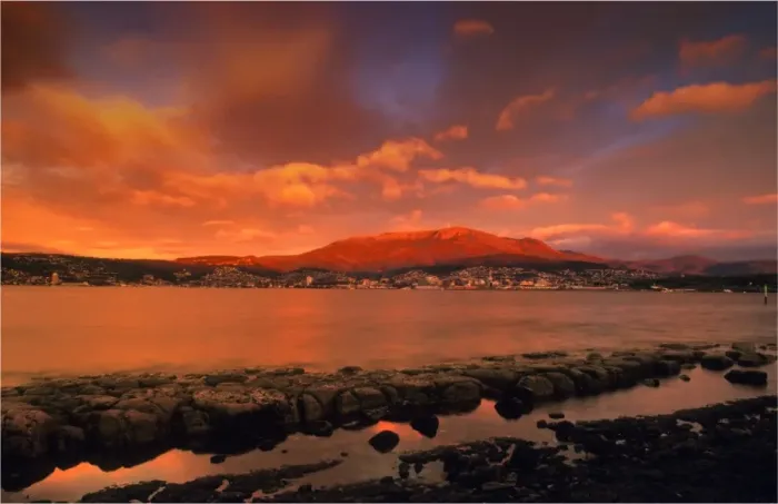Framed Print : Looking towards mount Wellington at Dawn from the bluff, Hobart Tasmania Framed Print : Looking towards mount Wellington at Dawn from the bluff, Hobart Tasmania