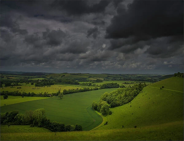 The lovely rolling hills and magnificent countryside of the Cranborne Chase, Dorset, England, United Kingdom
