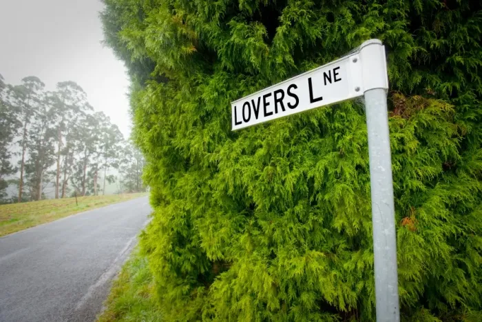 Framed Print : Lovers Lane sign
