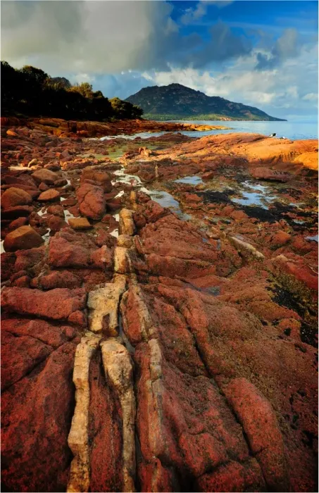 Framed Print : Low tide at Muirs beach, Coles bay, east coastline of Tasmania Framed Print : Low tide at Muirs beach, Coles bay, east coastline of Tasmania