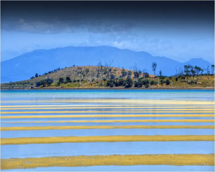 Framed Print : Low Tide near Pirates bay, southern Tasmania