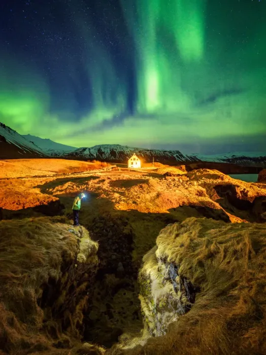 Framed Print : Magic night at Arnarstapi, Iceland