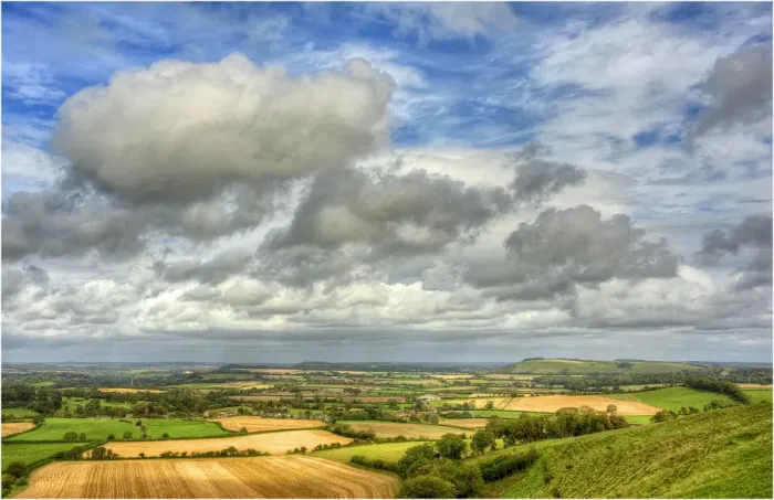 Framed Print : The magnificent view of English countryside on the Cranborne Chase, Wiltshire Framed Print : The magnificent view of English countryside on the Cranborne Chase, Wiltshire