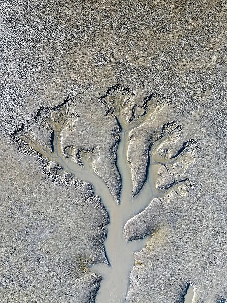 Majestic patterns in an estuary photographed from a drone point of view, Derby, Western Australia, Australia