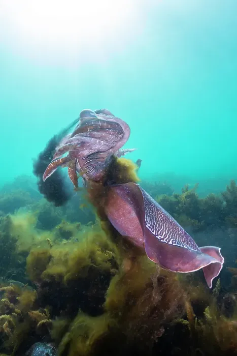 Framed Print : Male Australian giant cuttlefish fighting for the right to try and mate with a female, Whyalla, South Australia. One of them is starting to squirt ink to try and disorient his opponent Framed Print : Male Australian giant cuttlefish fighting for the right to try and mate with a female, Whyalla, South Australia. One of them is starting to squirt ink to try and disorient his opponent