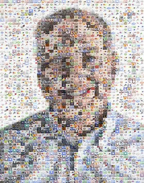 Male senior made out of pill imagery