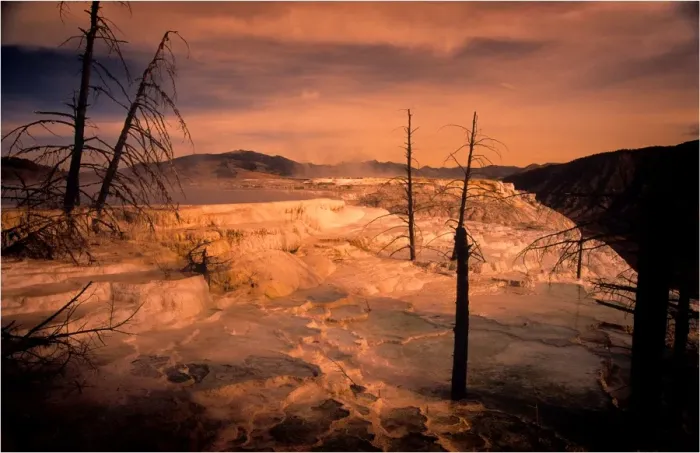 Framed Print : Mammoth springs, Yellowstone National Park, Wyoming