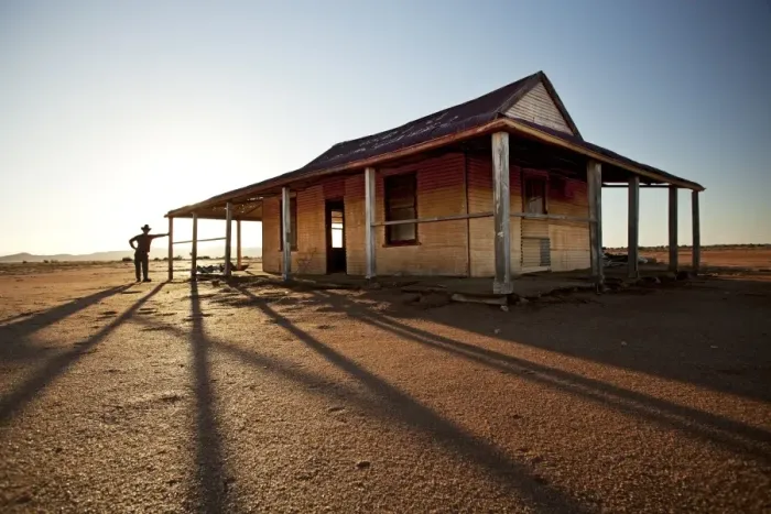 Framed Print : man in front of outback shed Framed Print : man in front of outback shed