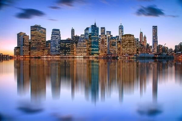 Manhattan skyline at dusk