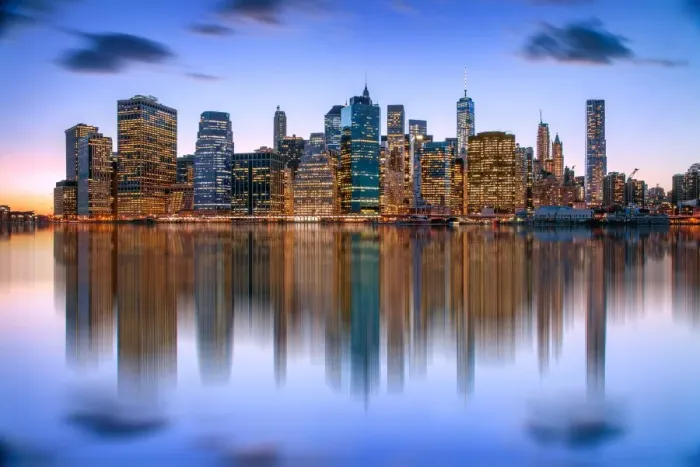 Framed Print : Manhattan skyline at dusk
