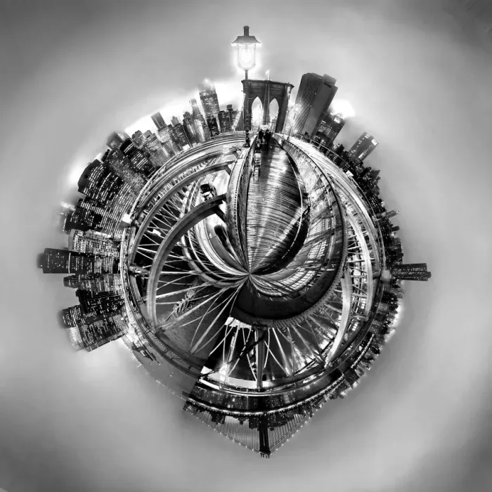 Framed Print : Manhattan spherical view in black and white Framed Print : Manhattan spherical view in black and white