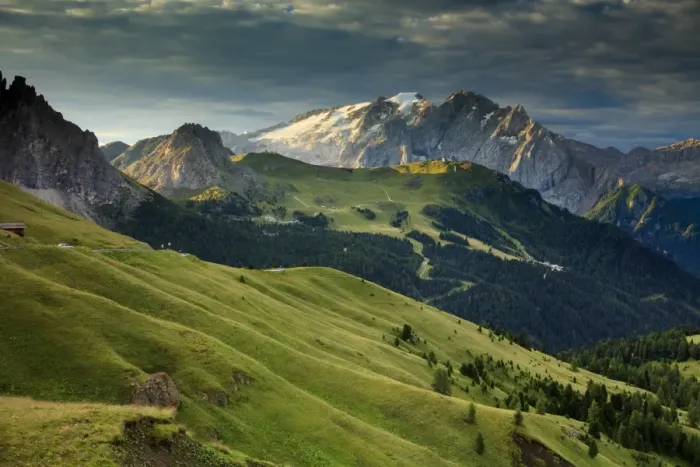 Framed Print : Marmolada mountain at sunrise