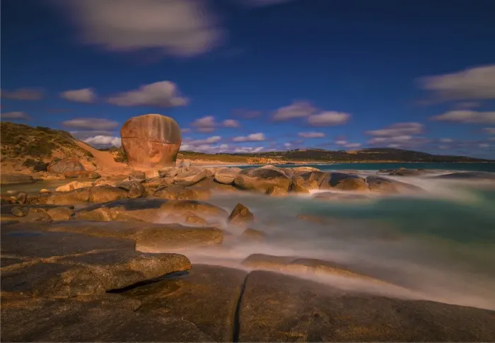 Framed Print : Marshall bay and Castle rock view, Flinders Island, Bass Strait, Tasmania, Australia