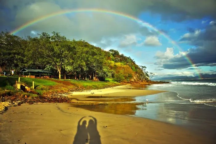 Framed Print : meet double rianbow in byron bay beach Framed Print : meet double rianbow in byron bay beach