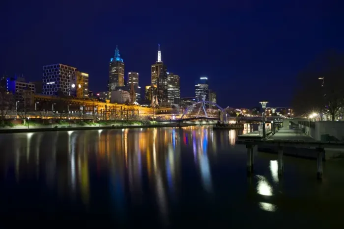 Framed Print : Melbourne city centre reflection on Yarra river