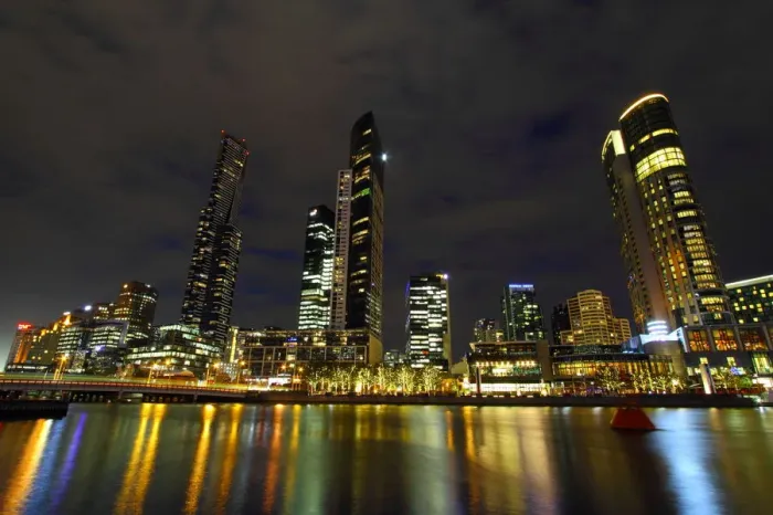 Framed Print : Melbourne city lights Australia