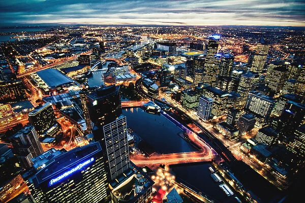 Melbourne city during sunset