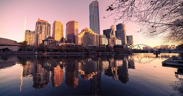 Melbourne city sunset panoramic