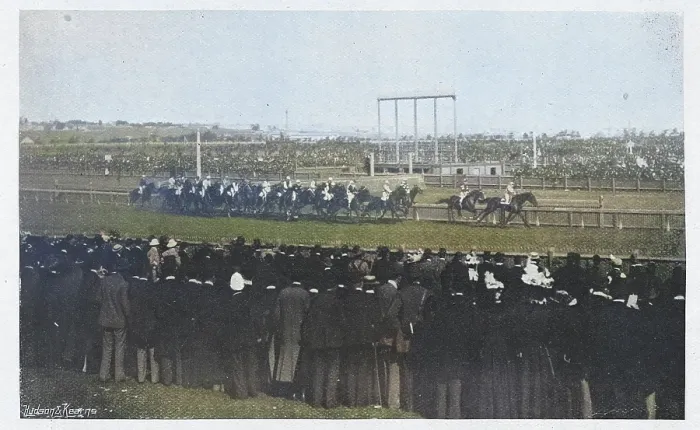 Framed Print : Melbourne Cup, Thoroughbred horse race, Victorian, 1890s, Vintage photograph, 19th Century