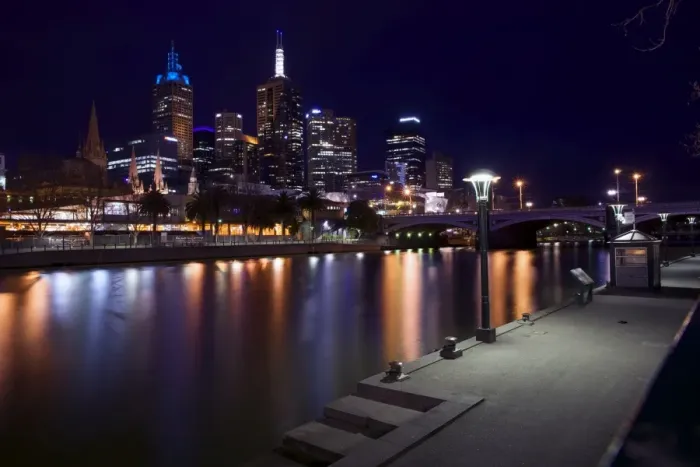 Framed Print : Melbourne night long exposure reflections