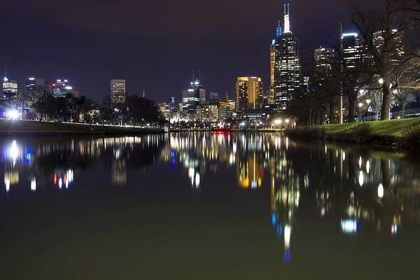 Melbourne night reflections long exposure