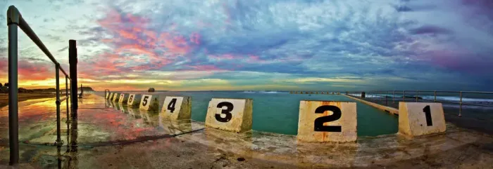 Framed Print : Merewether Baths Sunrise pano