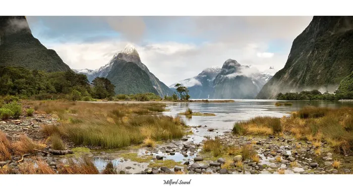 Framed Print : Milford sound Sunrise Panorama New Zealand Framed Print : Milford sound Sunrise Panorama New Zealand