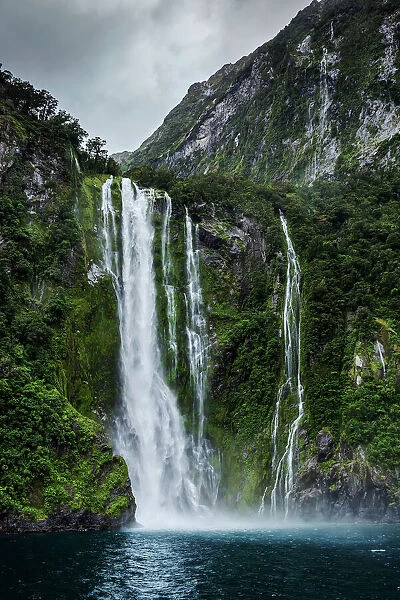 Milford Sound waterfall, New Zealand