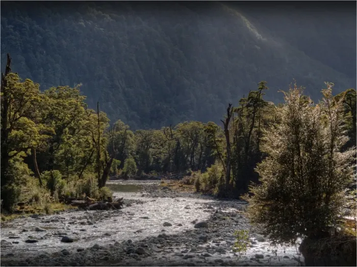 Framed Print : The Milford Track and Clinton River Valley in the South Island of New Zealand