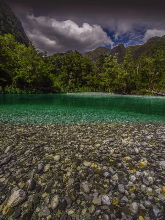Framed Print : The Milford Track and Clinton River Valley in the South Island of New Zealand