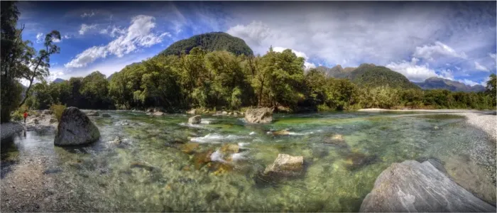 Framed Print : The Milford Track and Clinton River Valley in the South Island of New Zealand