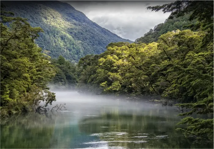 Framed Print : The Milford Track and Clinton River Valley in the South Island of New Zealand