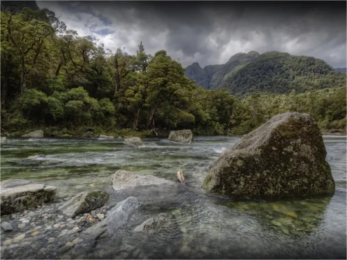 Framed Print : The Milford Track and Clinton River Valley in the South Island of New Zealand Framed Print : The Milford Track and Clinton River Valley in the South Island of New Zealand
